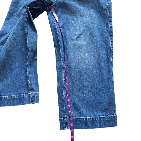 Talbots Jeans Womens Sz 12 Blue Flawless High Waist Rise Wide Crop Boho - Picture 11 of 15